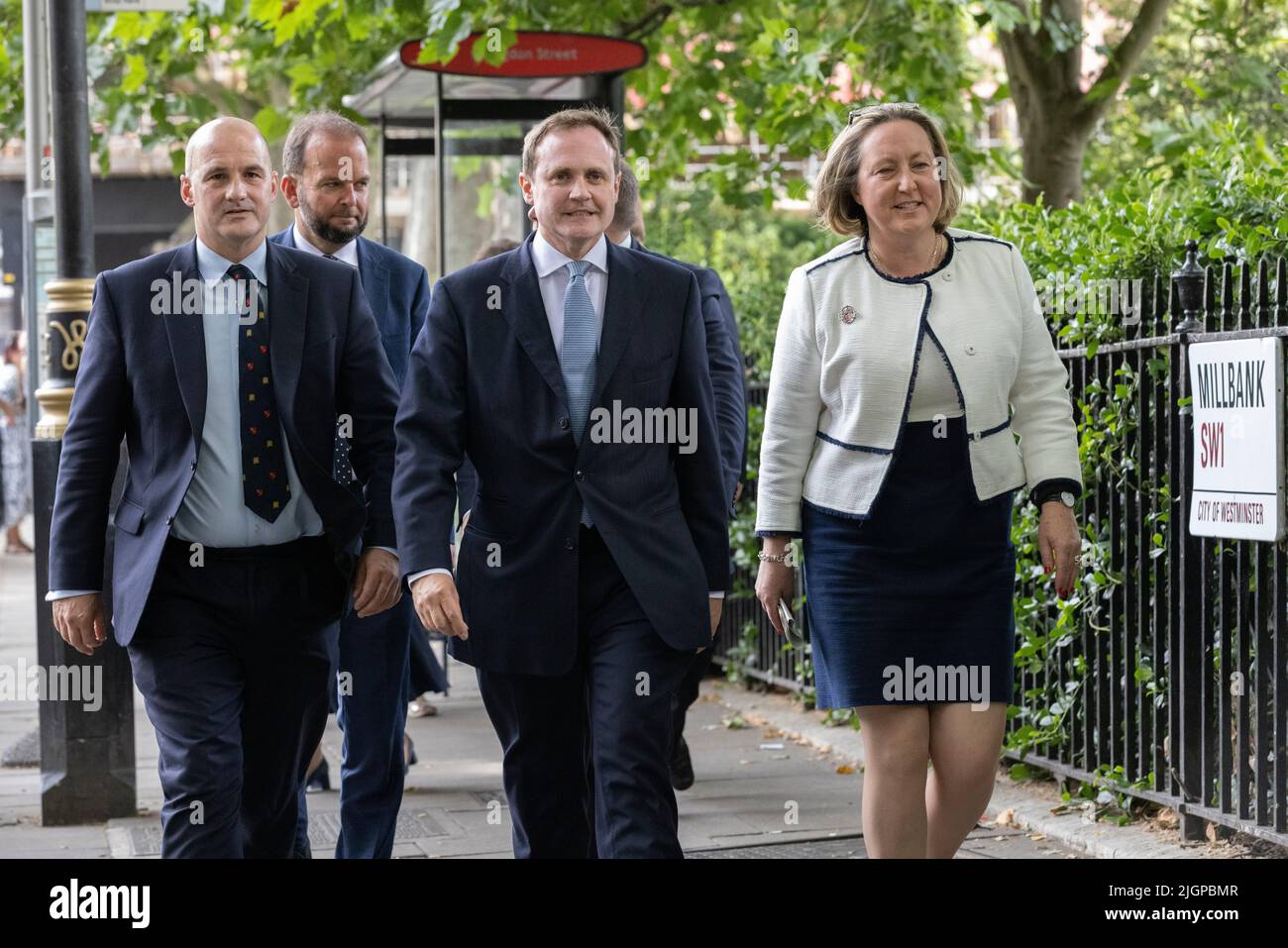 Millbank, London, UK 12th July 2022, Conservative MP Backbencher Tom Tugendhat today launches his Tory leadership campaign at Millbank, London, UK 12th July 2022 Stock Photo