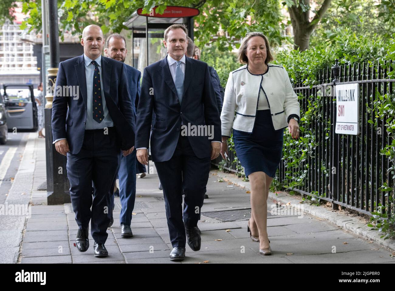 Millbank, London, UK 12th July 2022, Conservative MP Backbencher Tom Tugendhat today launches his Tory leadership campaign at Millbank, London, UK 12th July 2022 Stock Photo