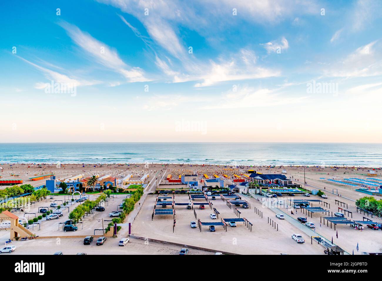 Necochea, Argentina. Aerial view of the main beach in the city downtown. Stock Photo