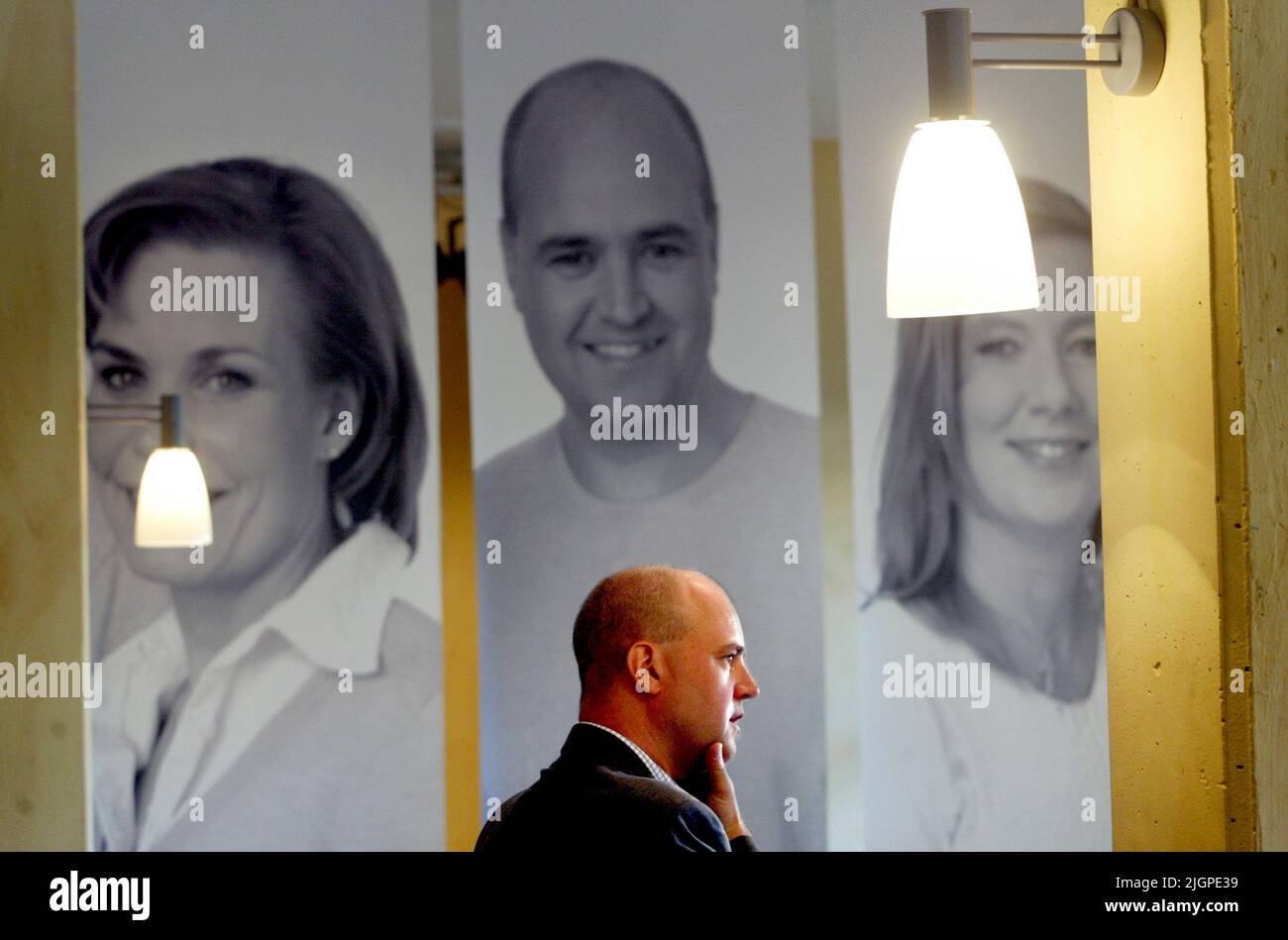Fredrik Reinfeldt, party leader, The Moderate Party (m), during a political meeting in Norrköping, Sweden. Stock Photo