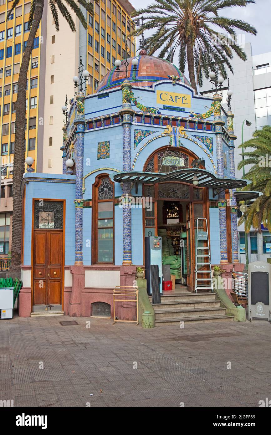 Cafe Parque San Telmo, spanish art nouveau, old town Triana, Las Palmas, Grand Canary, Canary islands, Spain, Europe Stock Photo