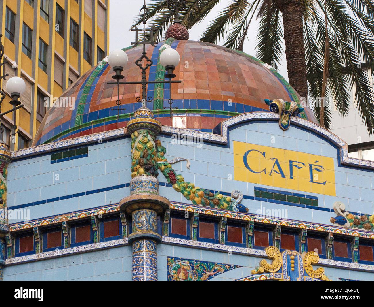 Cafe Parque San Telmo, spanish art nouveau, old town Triana, Las Palmas, Grand Canary, Canary islands, Spain, Europe Stock Photo