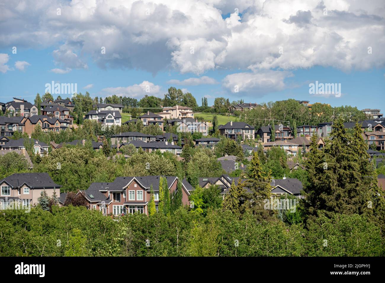 Beautiful suburban homes in the suburbs of Calgary, Alberta Stock Photo