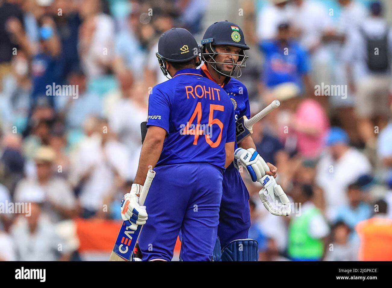 Rohit Sharma of India and Shikhar Dhawan of India celebrate as the win the  game Stock Photo - Alamy