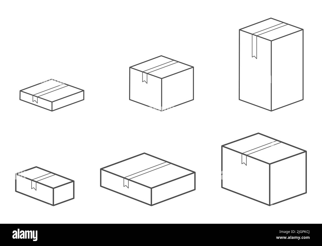 Cardboard closed box. A set of icons for closed parcels with an empty ...