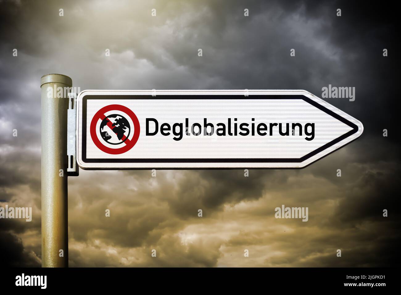 Deglobalization Signpost Stock Photo