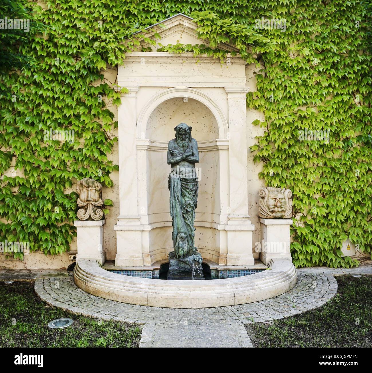 Sculpture and fountain in the Czapski Gardens, The National Museum in ...