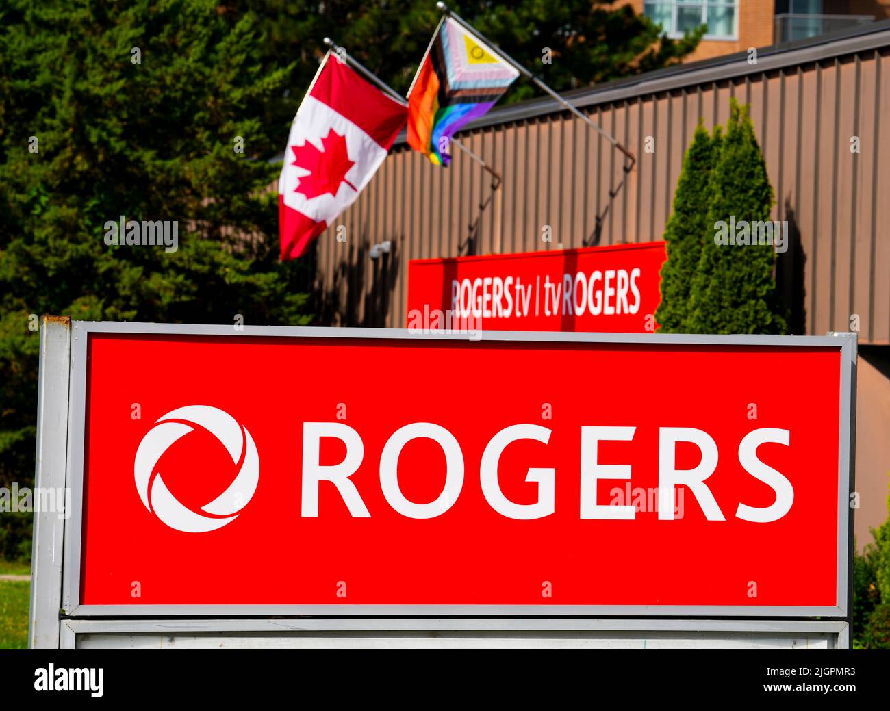 company Rogers Communications signage is pictured in