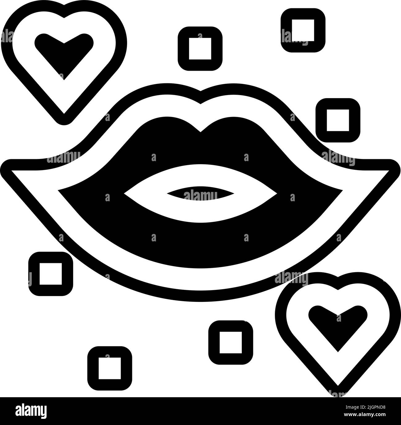 Teen age kiss icon . Stock Vector