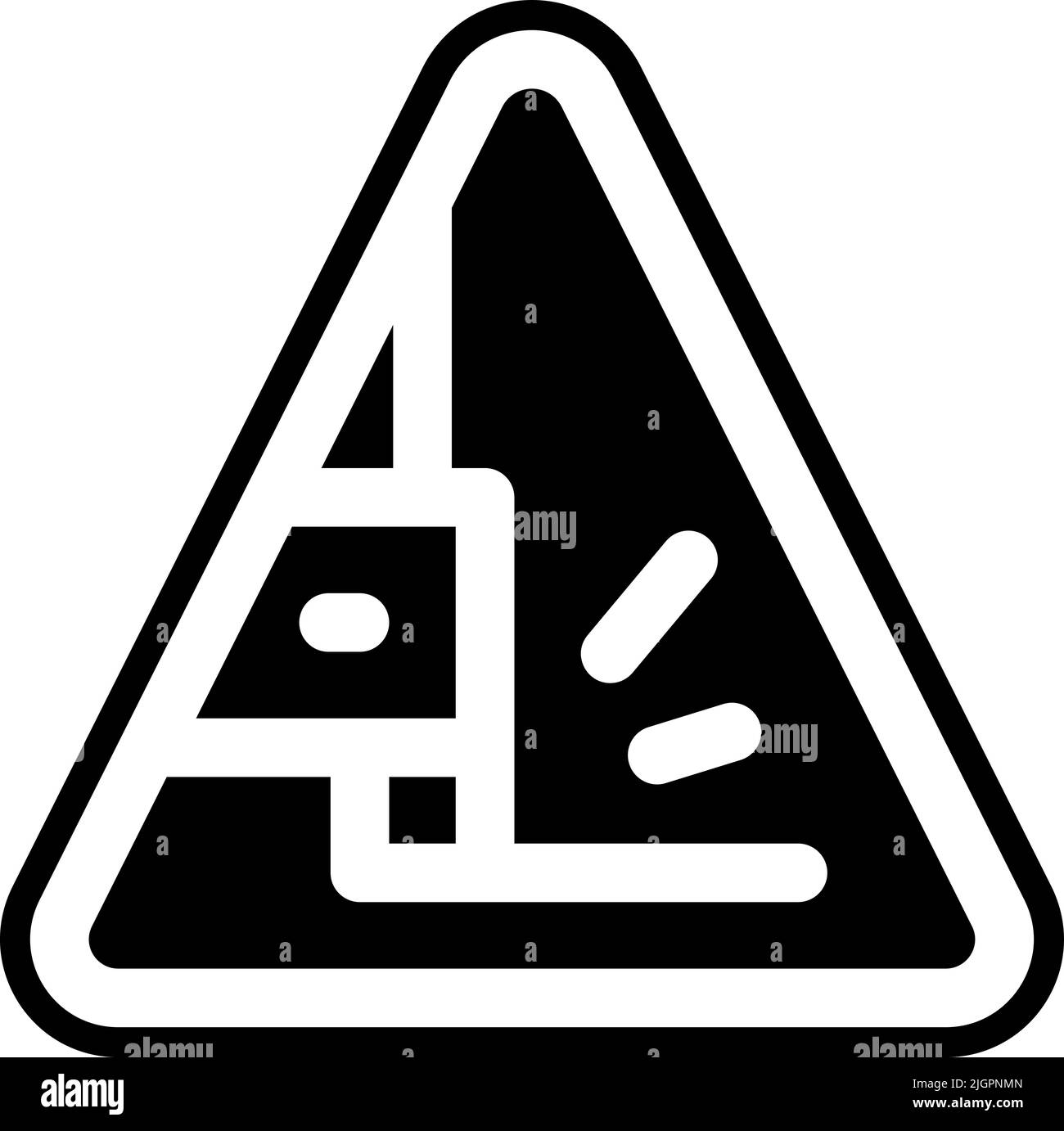 Traffic signs loose gravel icon . Stock Vector