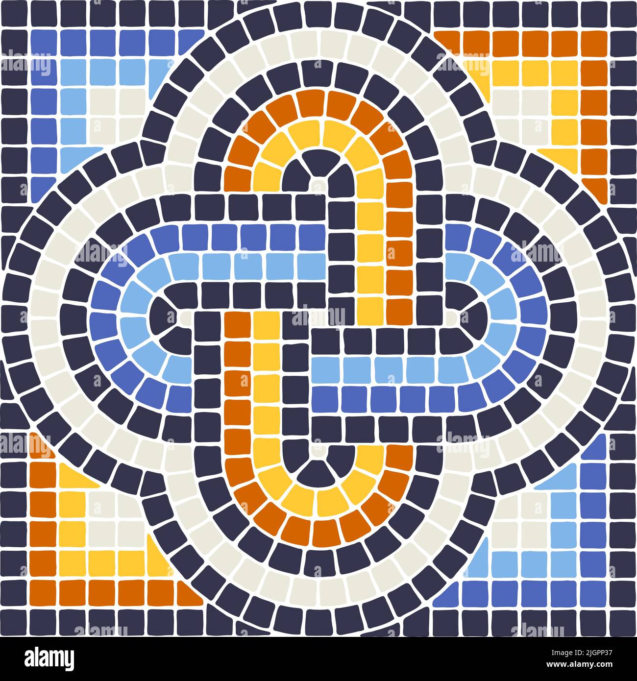 Ancient mosaic tile pattern. Decorative antique stone ornament