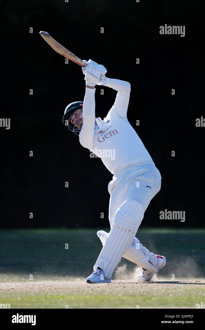 Cricket batter in action Stock Photo