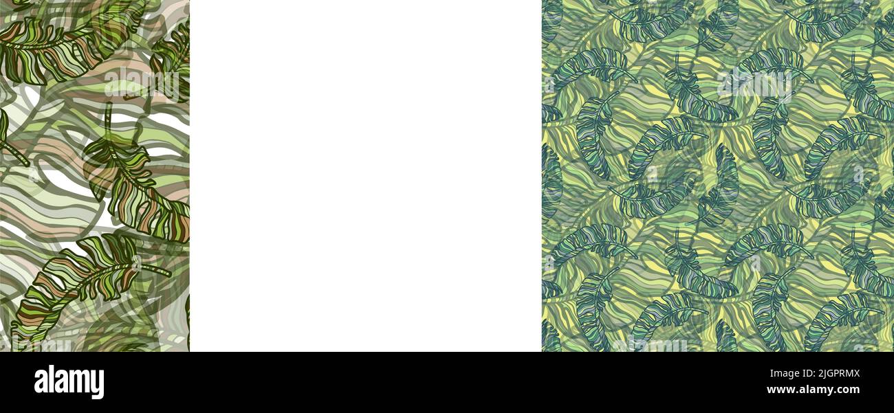 Tropical banana leaf seamless pattern. Jungle leaves background ...