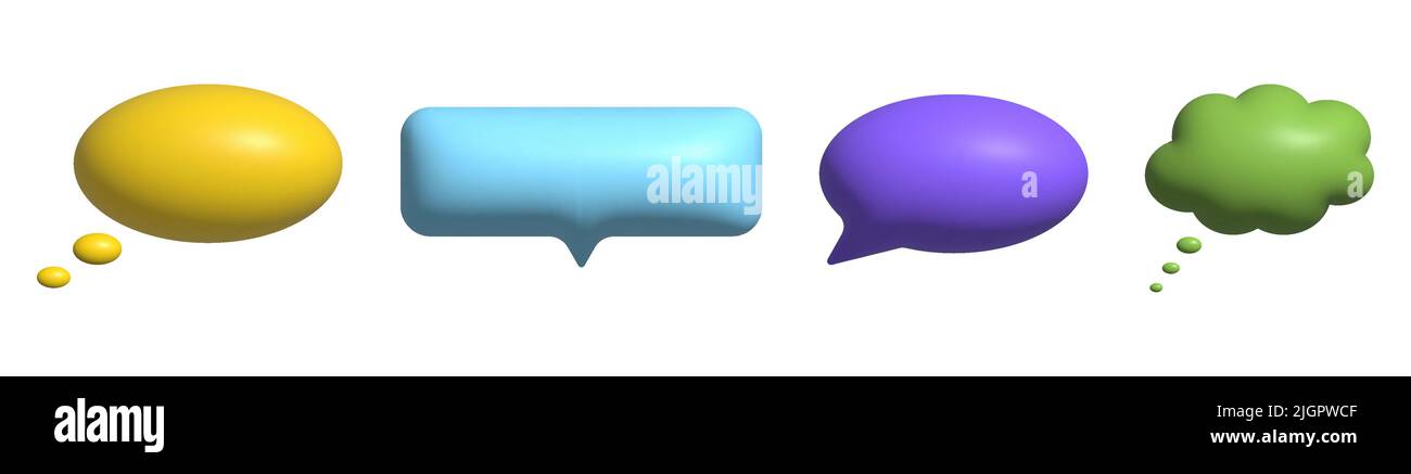3D speech bubbles icon set. Can use for text replacement, chatting or ...