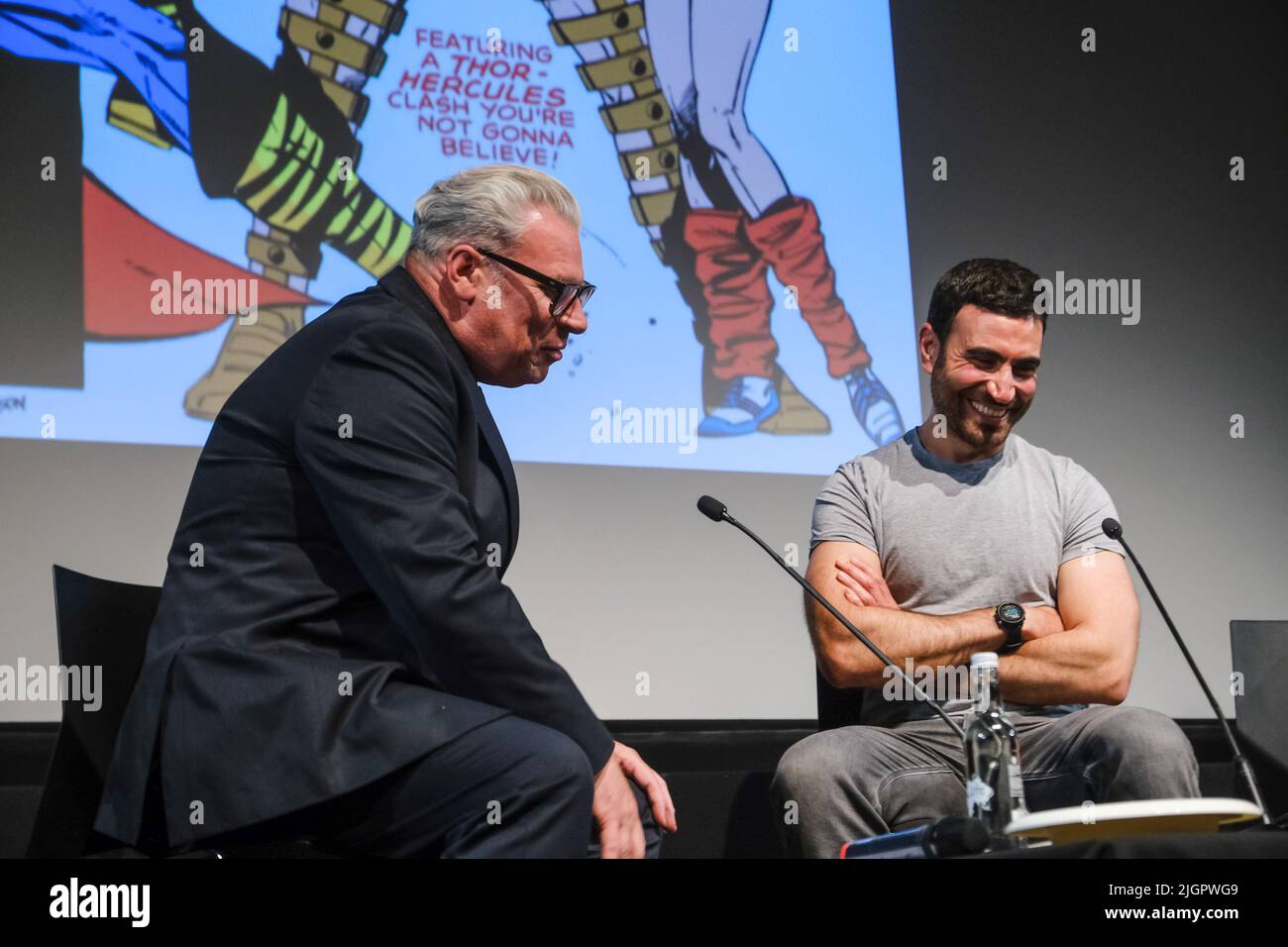 UK. Monday, Jul. 11, 2022. Mark Kermode and Brett Goldstein on stage at Mark Kermode in 3D at the BFI Southbank. Picture by Julie Edwards/Alamy Live News Stock Photo