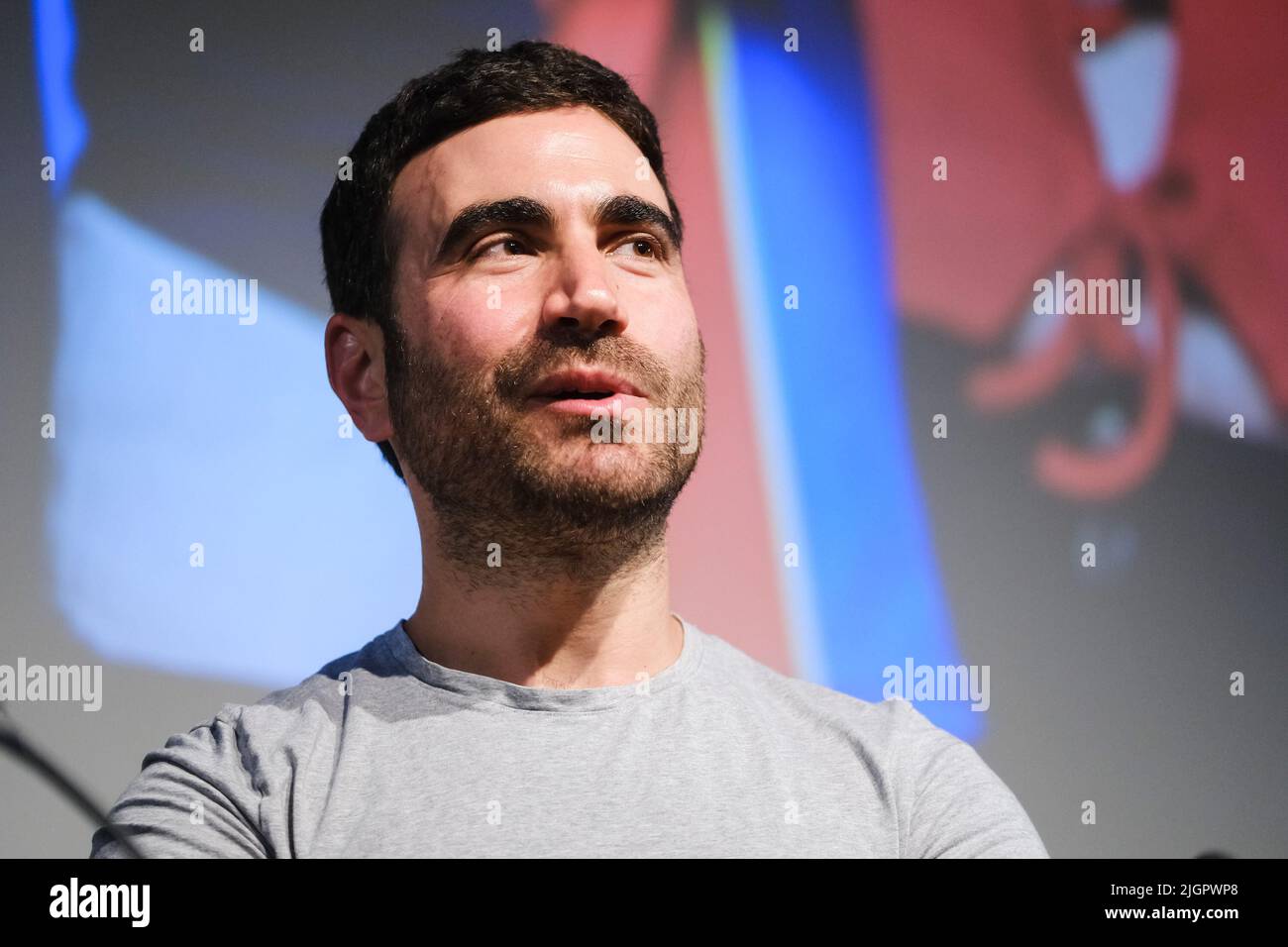 UK. Monday, Jul. 11, 2022. Brett Goldstein on stage at Mark Kermode in 3D at the BFI Southbank. Picture by Julie Edwards/Alamy Live News Stock Photo