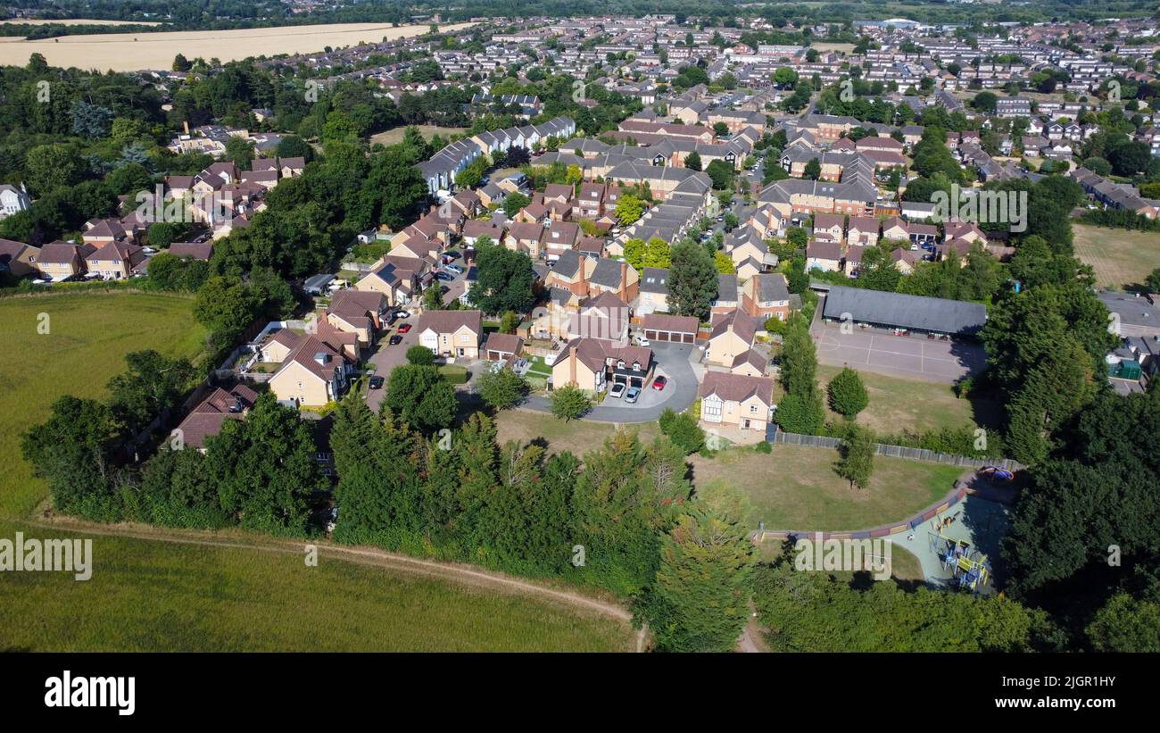 Aerial view of English housing estate in Hoddesdon Stock Photo