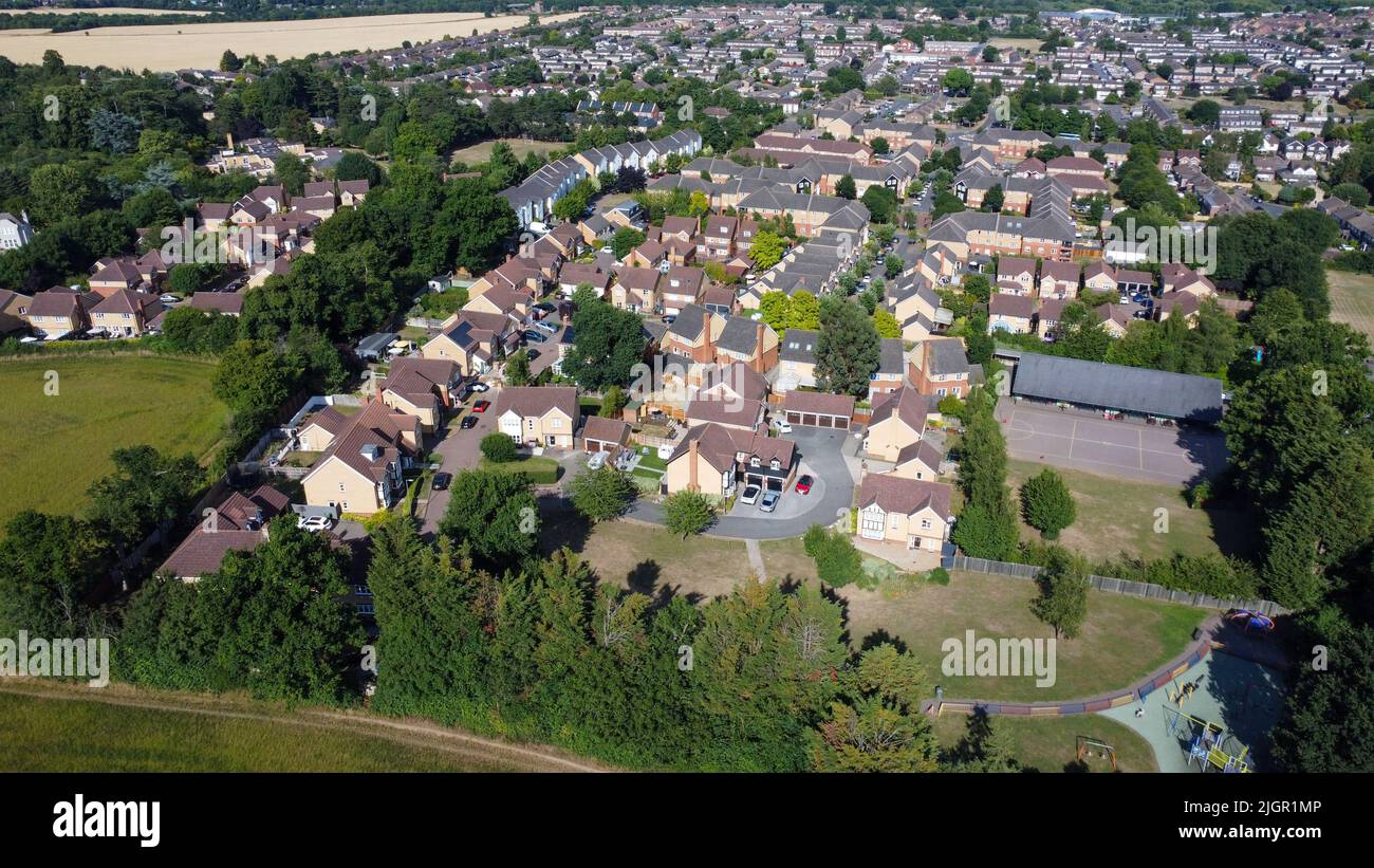 Aerial view of English housing estate in Hoddesdon Stock Photo