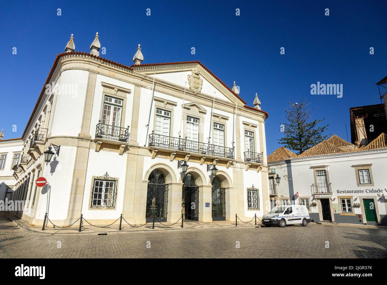 Faro Town Hall (Camara Municipal De Faro), Faro, The Algarve, Portugal, Europe Building Exterior Facade Stock Photo