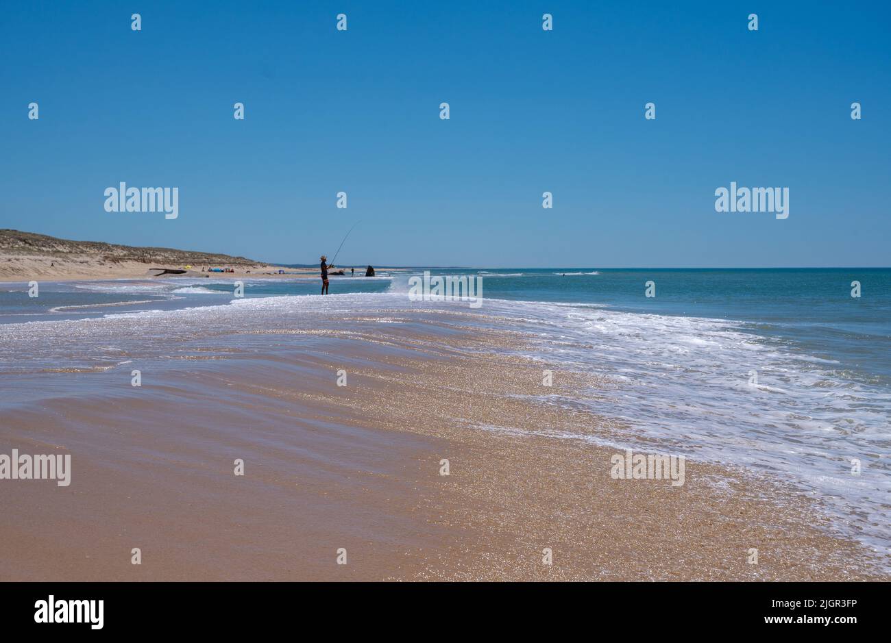 Beach at Cap Ferret with German second world war bunkers Stock Photo