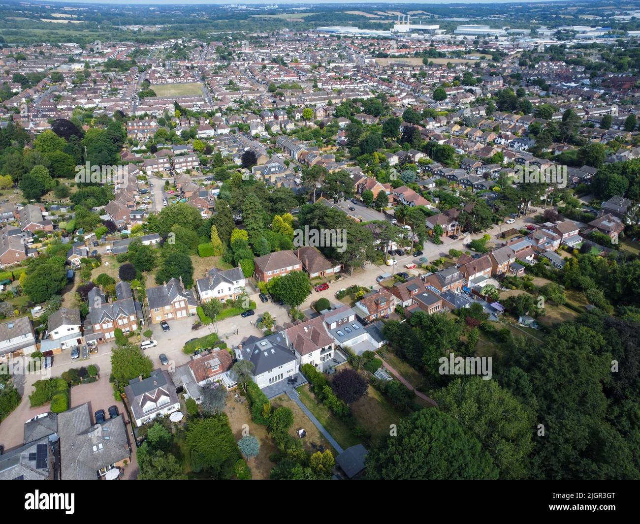 Aerial view of Hoddesdon town from College road Stock Photo Alamy