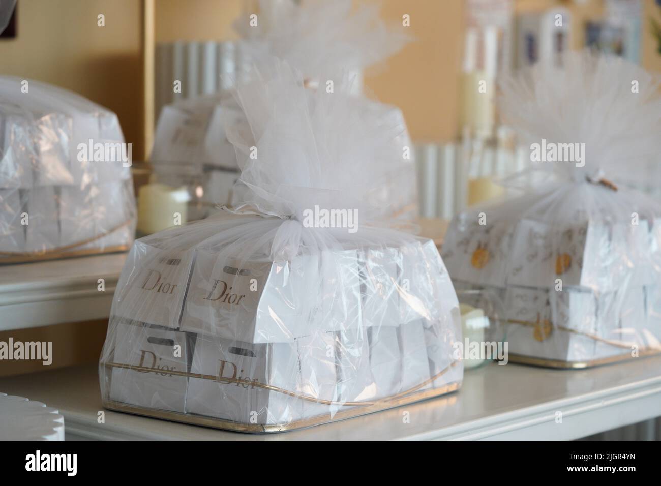 Blue Gift Bags Birthday Stock Photo - Download Image Now - Goodie