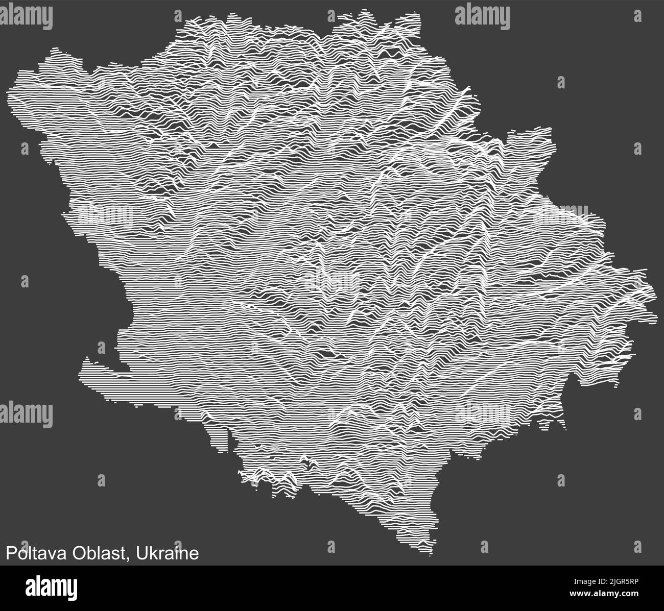 Topographic Relief Map Of The POLTAVA OBLAST UKRAINE Stock Vector 