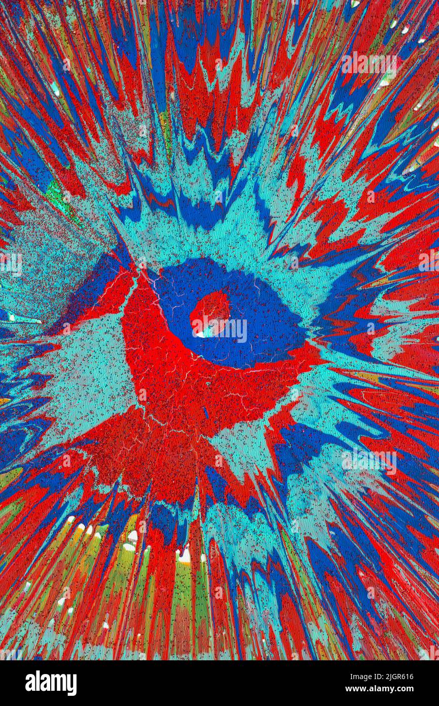 Blue and red spray paint on cardboard Stock Photo Alamy