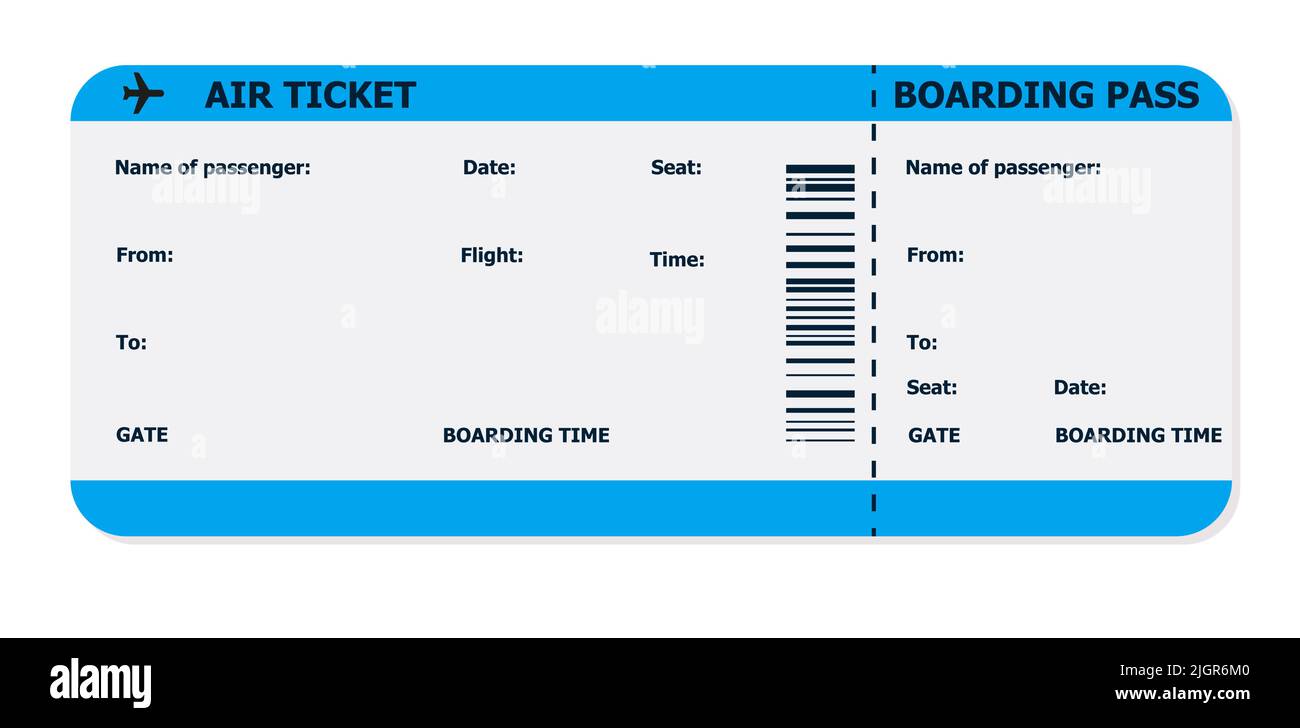 Modern and realistic airline ticket design with flight time and