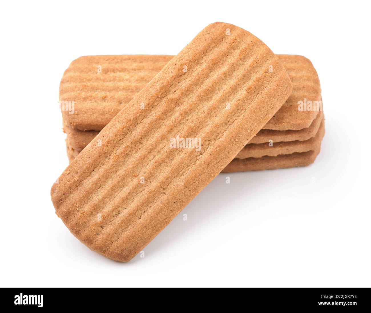 Stack of ginger biscuits isolated on white Stock Photo