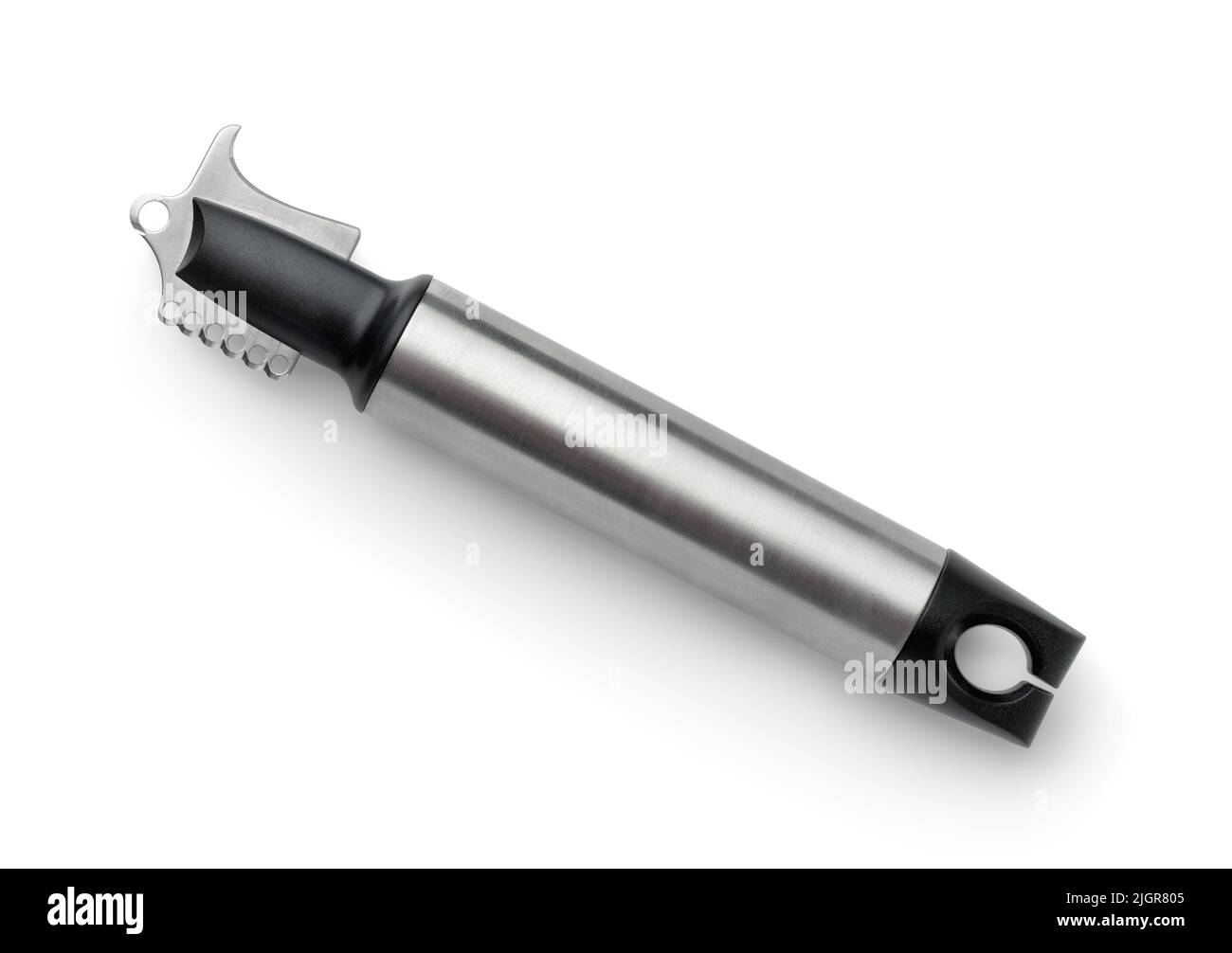 Top view of steel citrus zester isolated on a white Stock Photo
