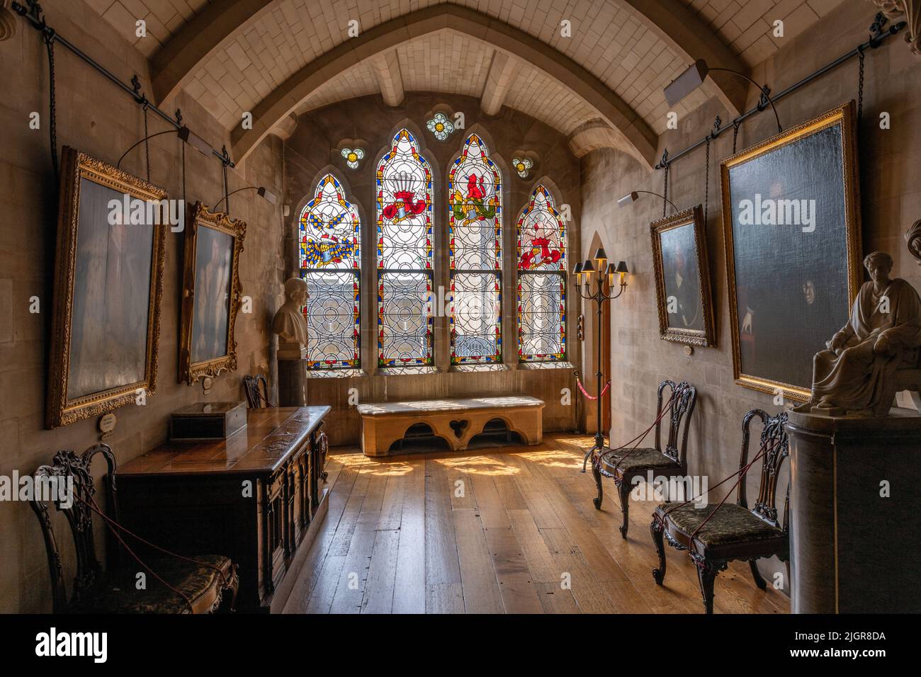 Arundel Castle Interior, Paintings and Window Stock Photo