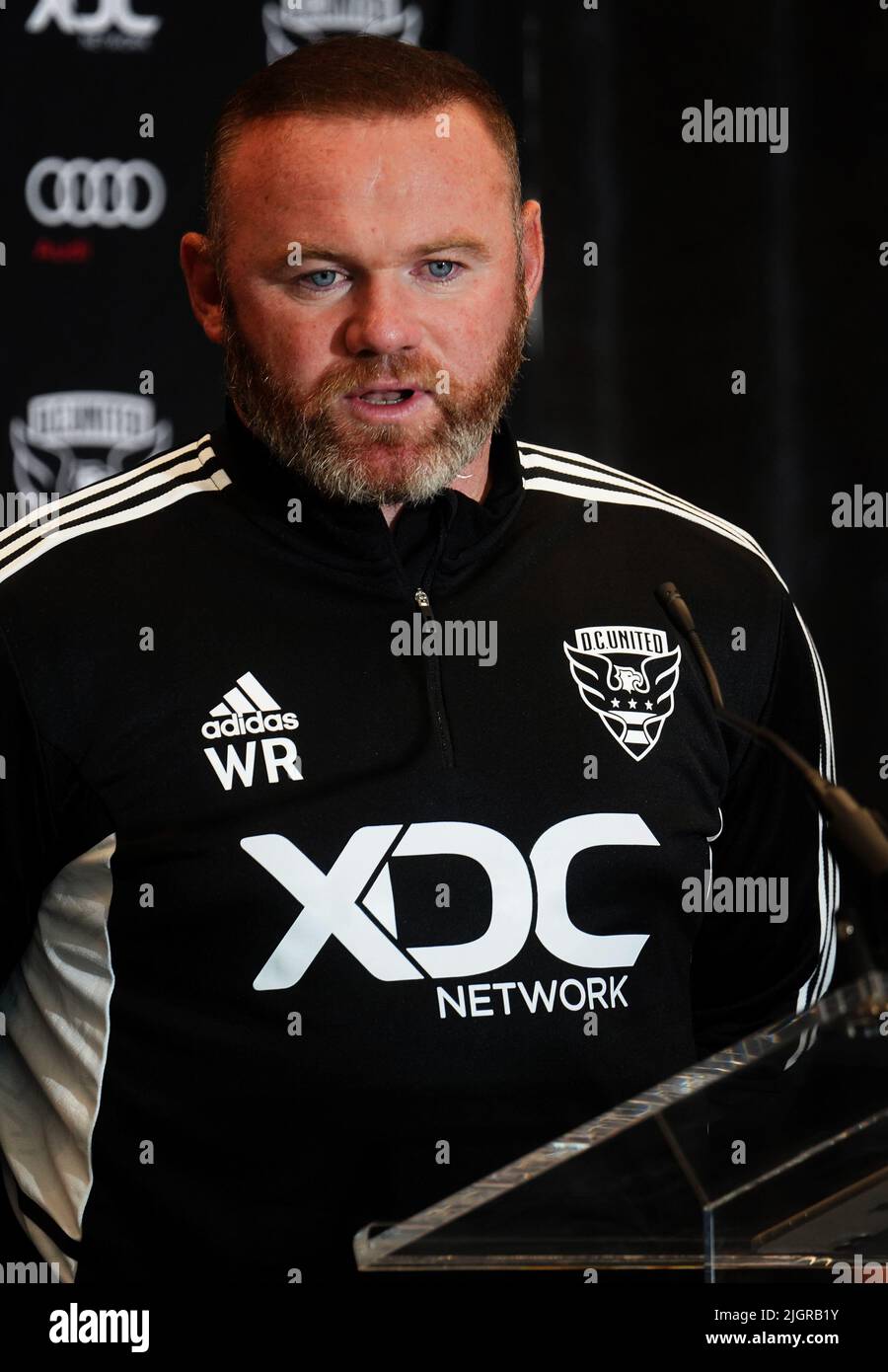 WASHINGTON, DC, USA - 12 JULY 2022: Wayne Rooney during a press conference on July 12, 2022, at Audi Field, in Washington, DC. (Photo by Tony Quinn-Alamy Live News) Stock Photo