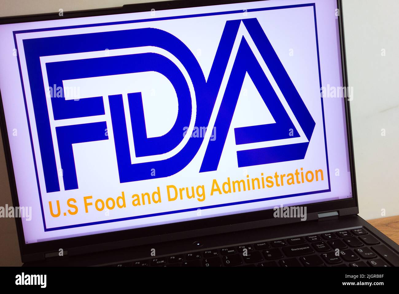 KONSKIE, POLAND - July 11, 2022: FDA US Food and Drug Administration logo displayed on laptop computer screen Stock Photo
