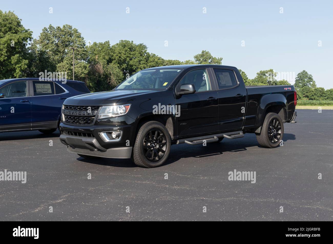 West Harrison - Circa July 2022: Chevrolet Colorado pickup display. Chevy offers the Colorado in the base LS, ZR2, Z71 and LT models. Stock Photo