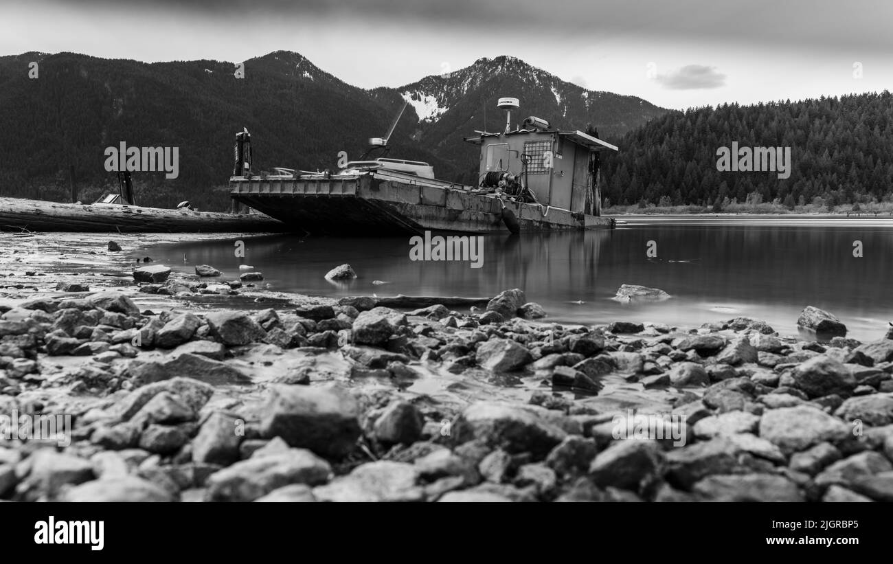 Landscape sea fishing boat Black and White Stock Photos & Images - Alamy