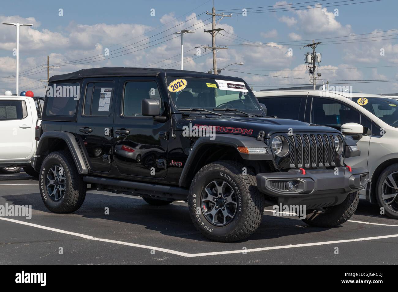 Harrison - Circa July 2022: Used Jeep Wrangler display at a dealership.  With supply issues, Jeep is relying on preowned car sales to meet demand  Stock Photo - Alamy