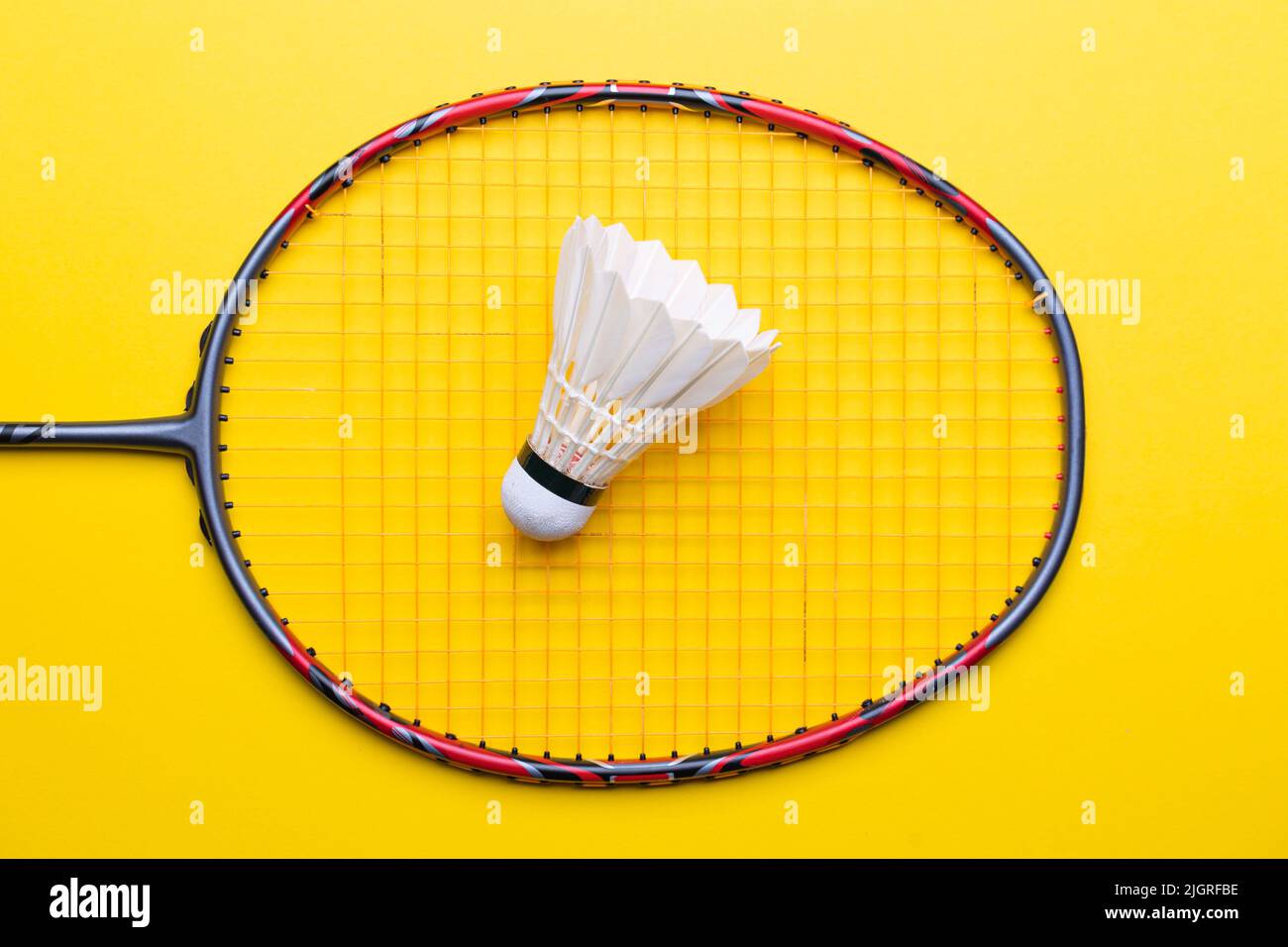 Badminton racket. Badminton racket from topdown. Badminton racket with