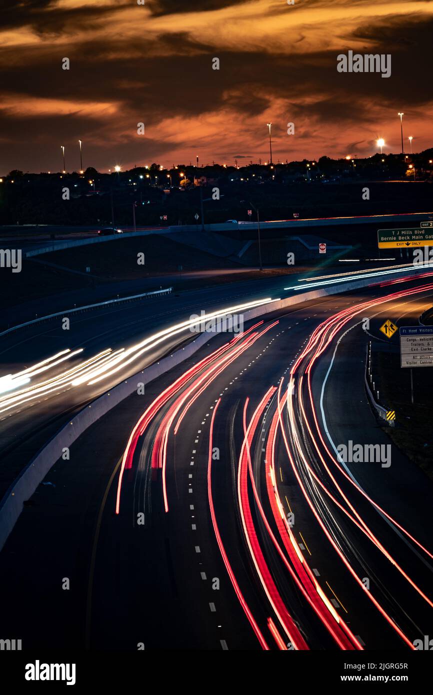 A beautiful long exposure shot of street traffic at night Stock Photo ...