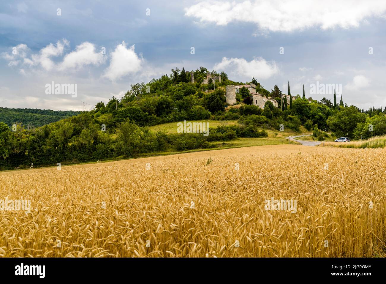 Mirabel was once a fortified high village (village perché) in France Stock Photo