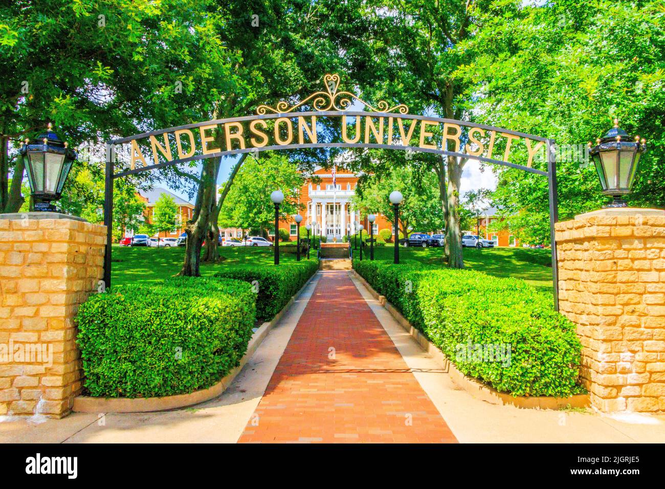The entrance of the Anderson University in United States Stock Photo