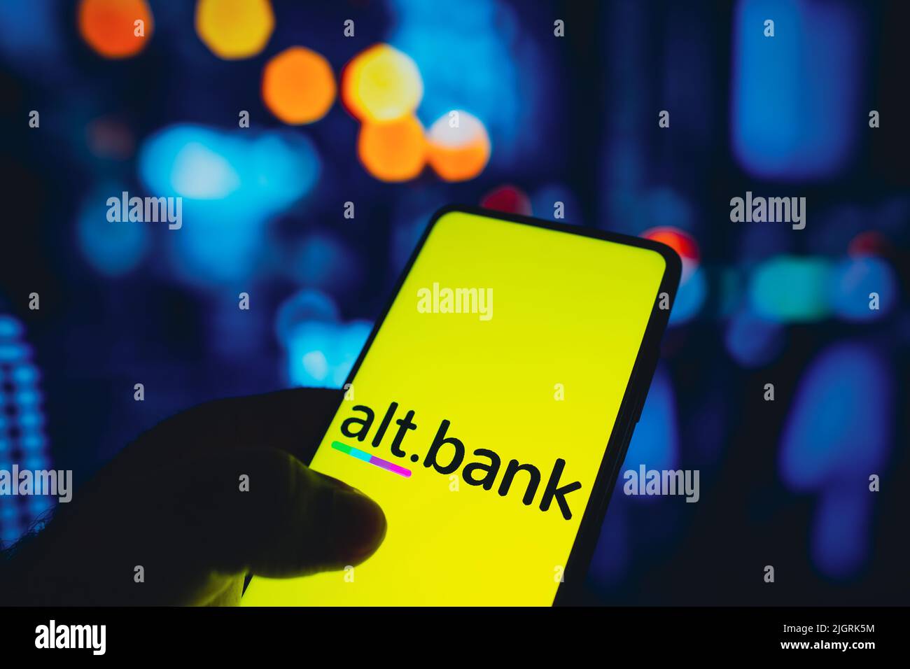 In this photo illustration, the Altbank logo is seen on a smartphone ...
