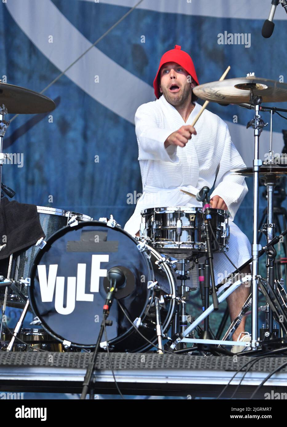 Vulfpeck band members are shown performing on stage during a “live” concert  appearance Stock Photo - Alamy
