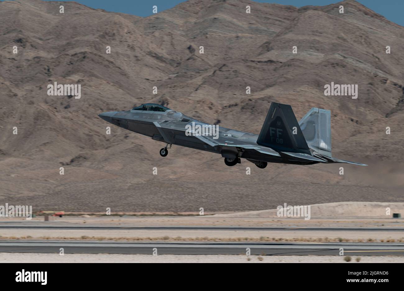 An F-22 Raptor from 27th Fighter Squadron, Joint Base Langley-Eustis ...