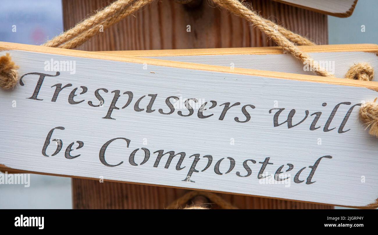 Light-hearted sign for sale in the plant centre in Nymans Gardens, West Sussex, UK Stock Photo
