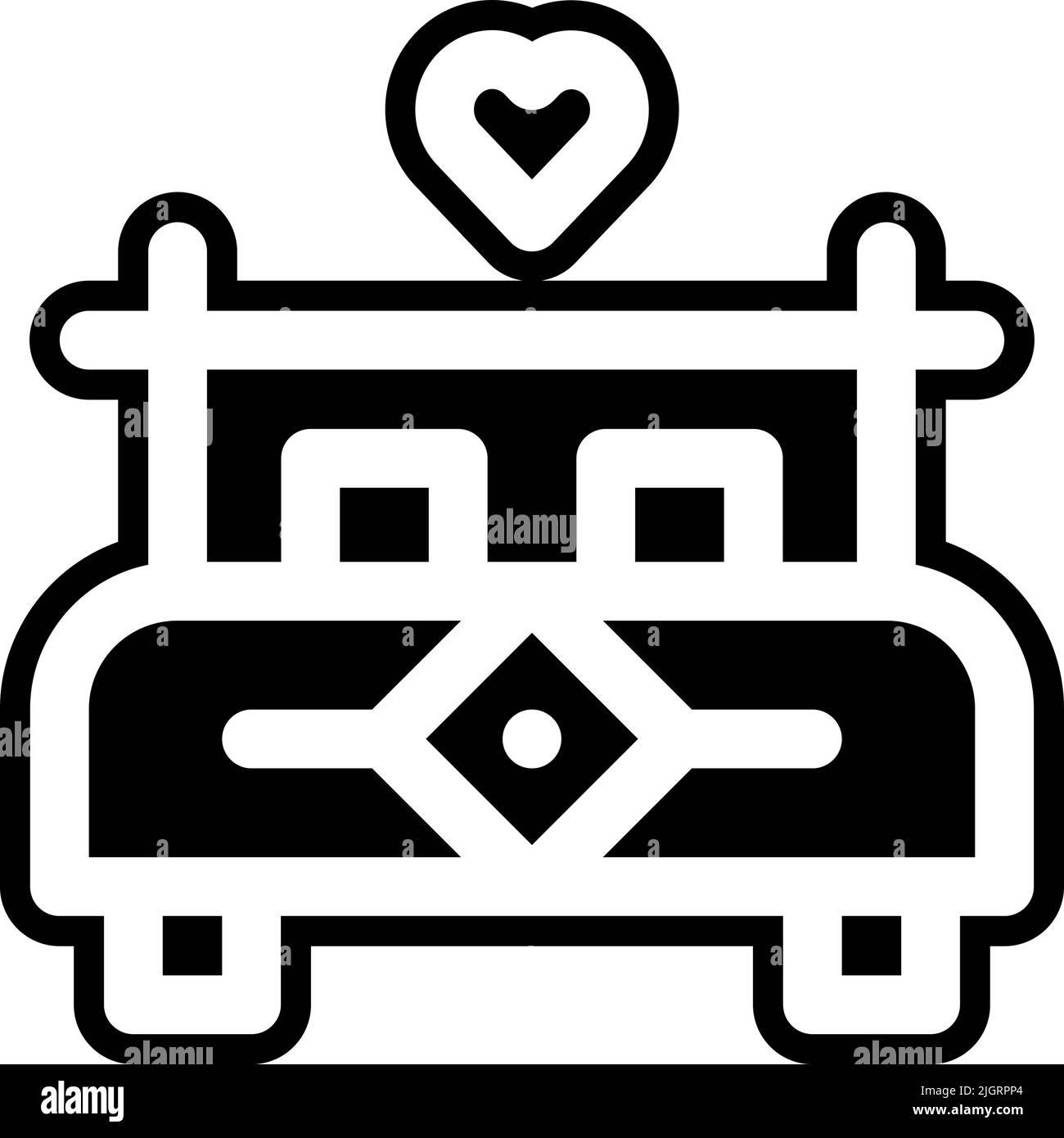 Chinese wedding double bed icon . Stock Vector