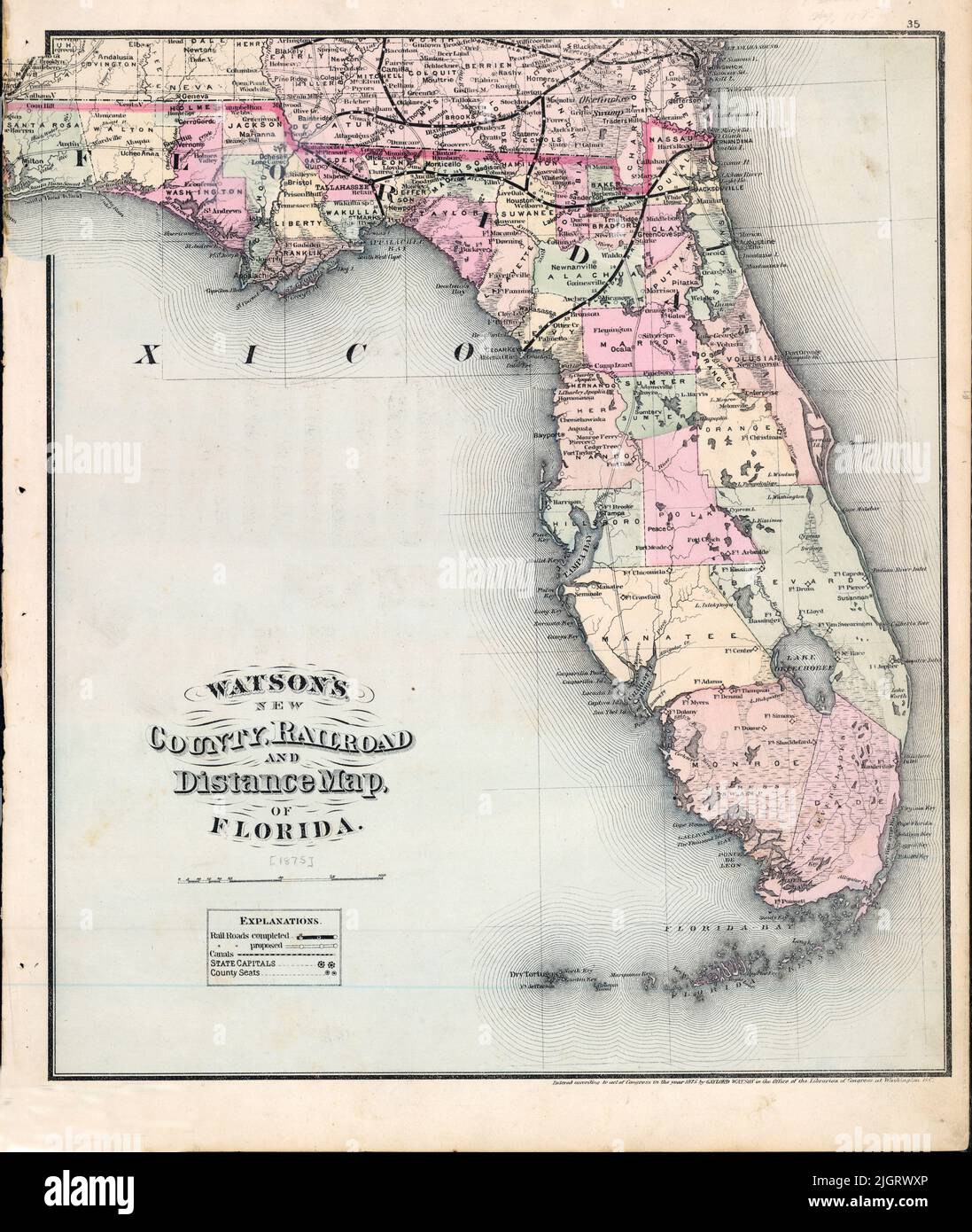 County Railroad and Distance Map - County Railroad And Distance Map Of Florida 1875 By Gaylord Watson 2JGRWXP