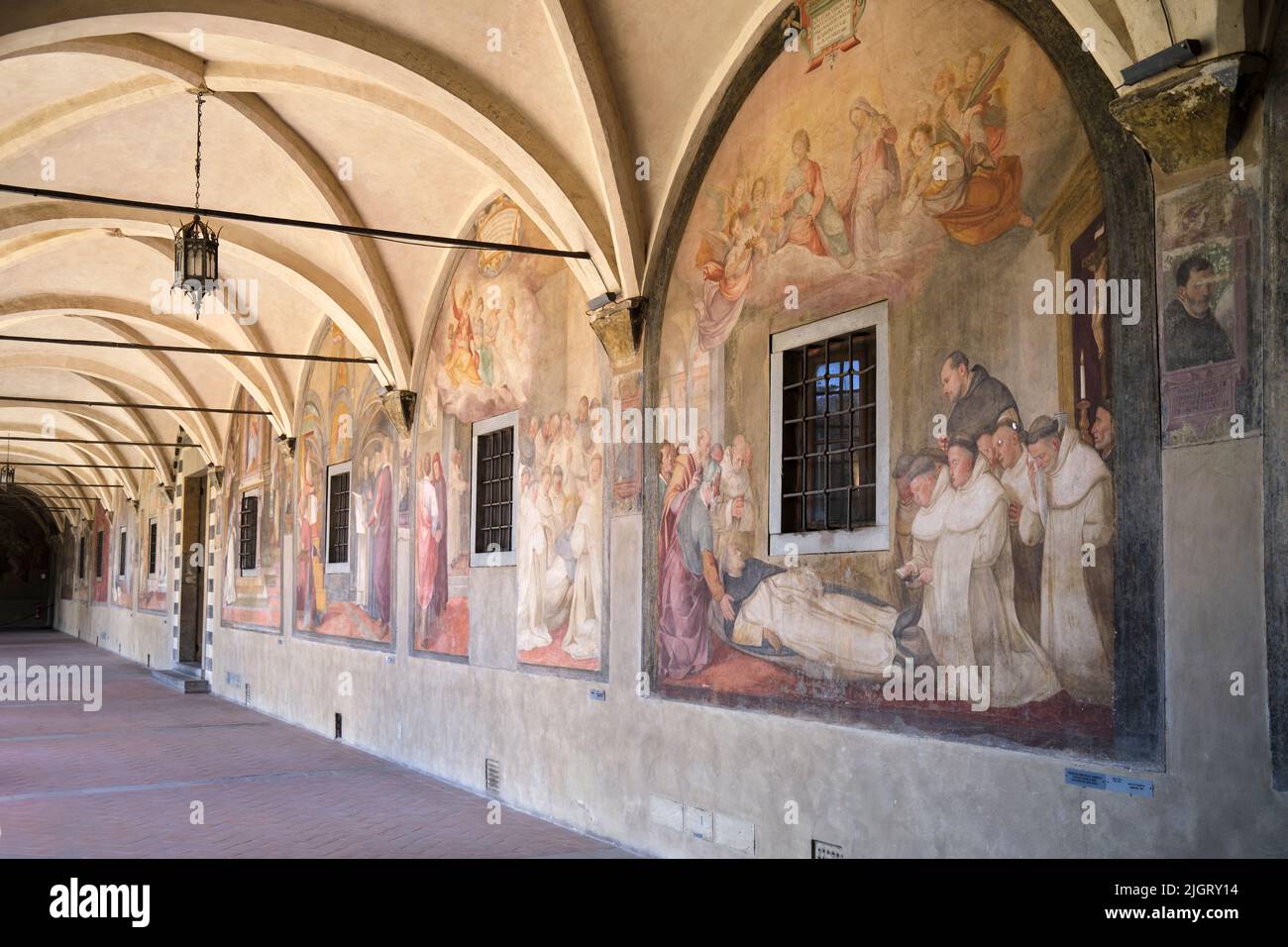 Cloister Artwork in the Santa Maria Novella Church in Florence Italy Stock Photo