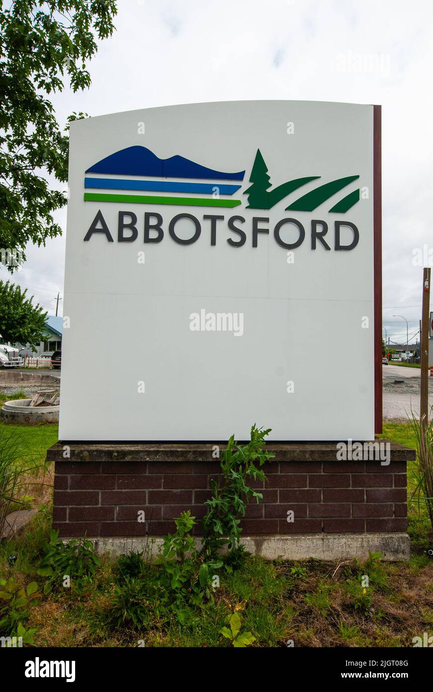 Welcome to Abbotsford sign, Abbotsford, British Columbia, Canada Stock Photo