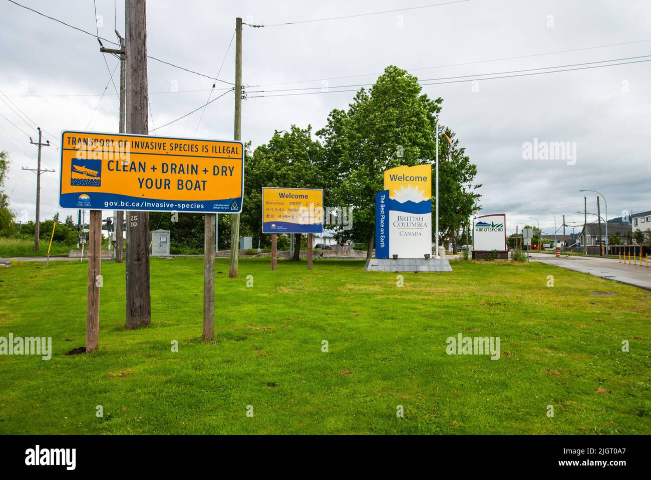 Clean Your Boat sign at the Sumas Border Crossing in Abbotsford